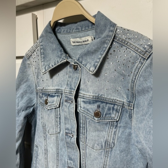 Light Blue Denim Jacket with Studded Shoulders - Picture 5 of 11